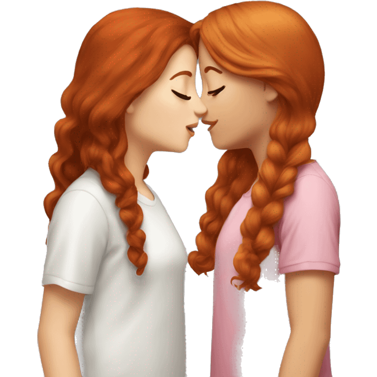 Red head girl kiss other brown hair girl  emoji