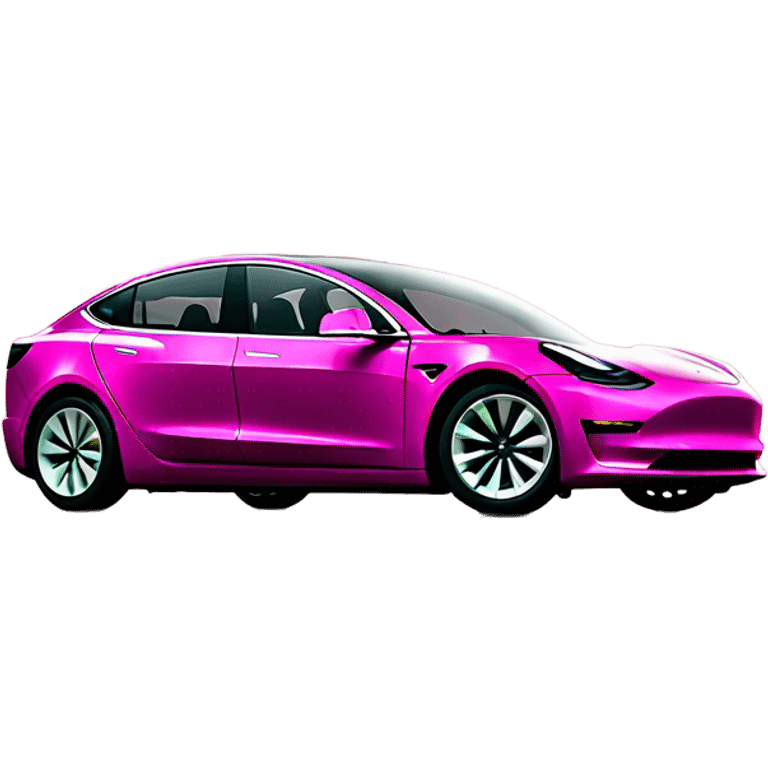 intensive Pink color Tesla model 3 front veiw emoji