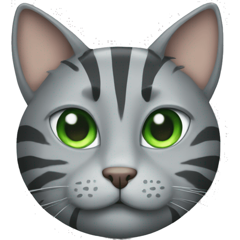 A striped grey cat with green eyes with New Year emoji