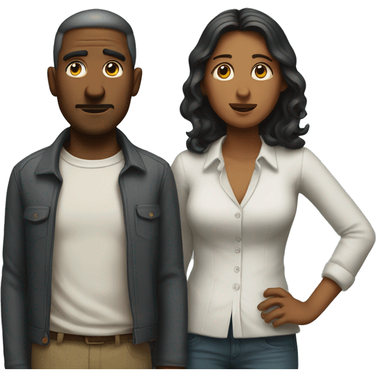 Shrugging man and woman standing next to each other emoji