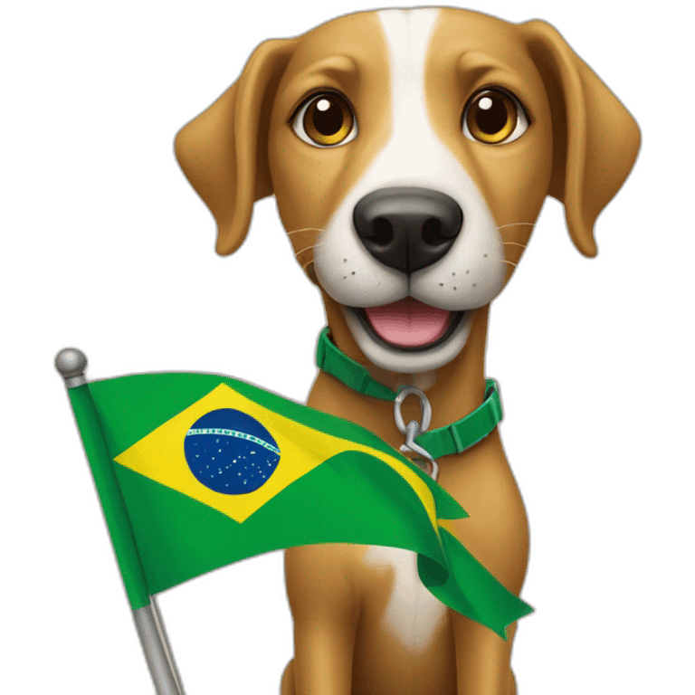 Stray-caramel-dog-holding-brazilian-flag emoji