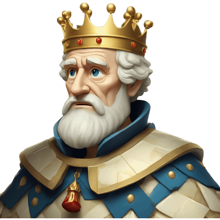 Vintage King Claudius hamlet old man big beard gold crown playing chess emoji