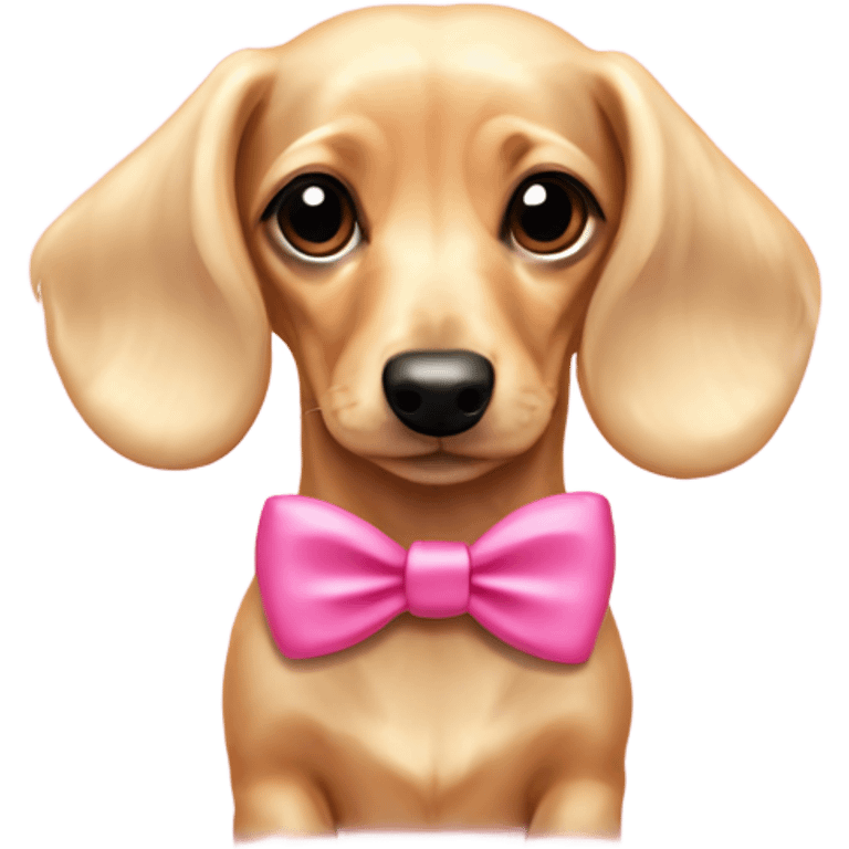 Blonde English cream mini dachshund with pink bow  emoji