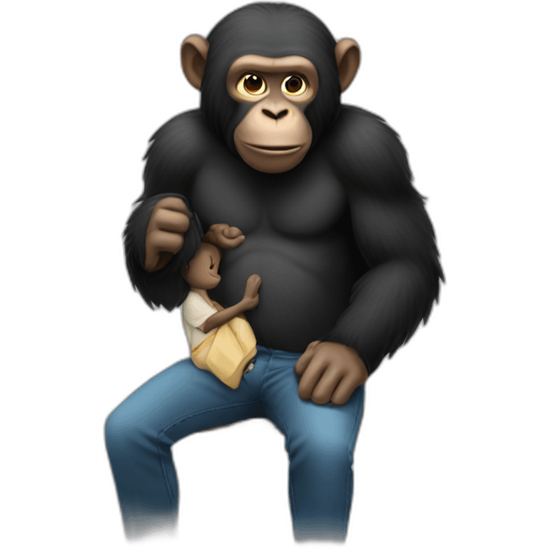 Un singe et un homme noir qui se serent la main emoji