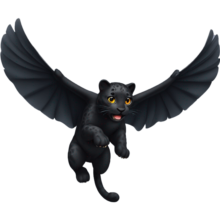 winged black leopard flying emoji