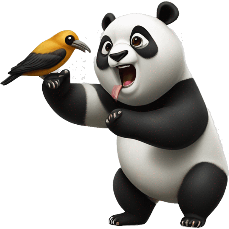 Panda slapping a bird in the face emoji