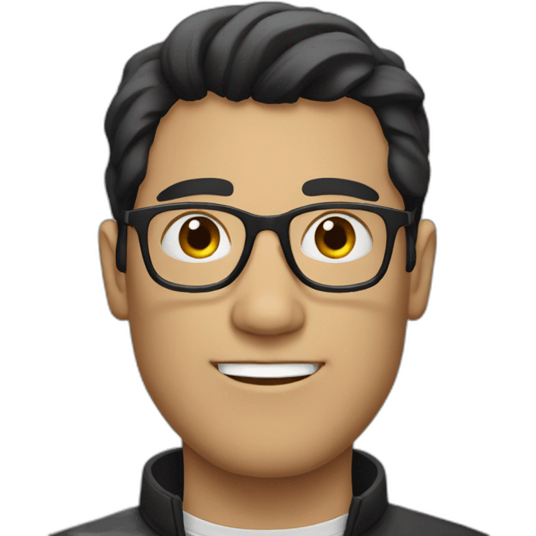 White man black hair wearing glasses emoji