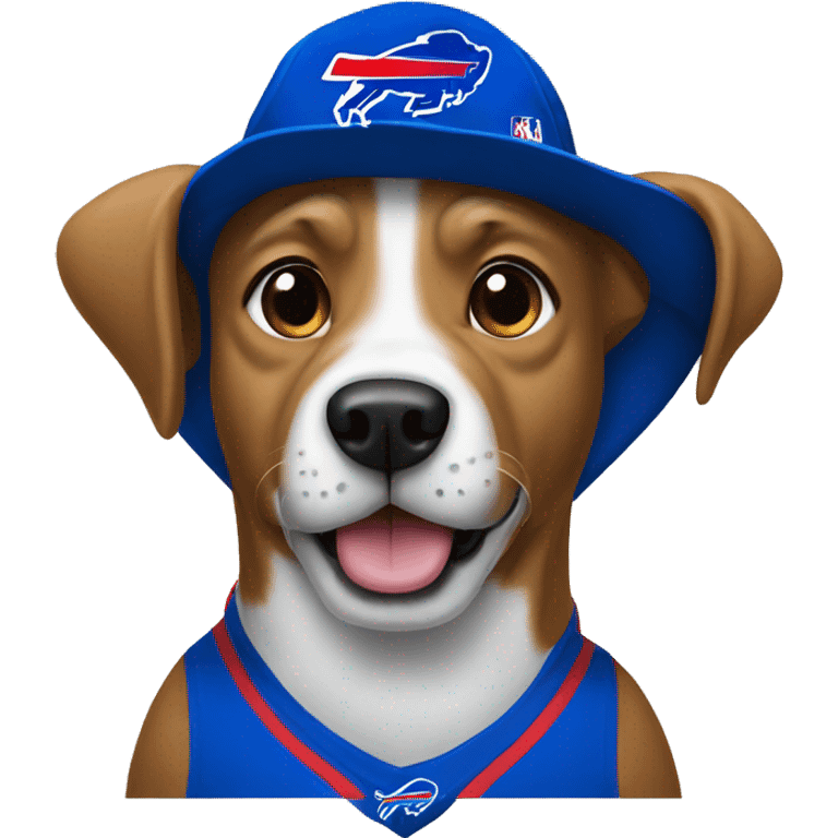 Dog wearing buffalo bills gear emoji