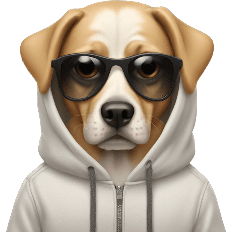 Dog wearing sunglasses and a hoodie emoji