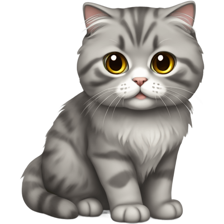 scottish fold cat gray long-haired  emoji