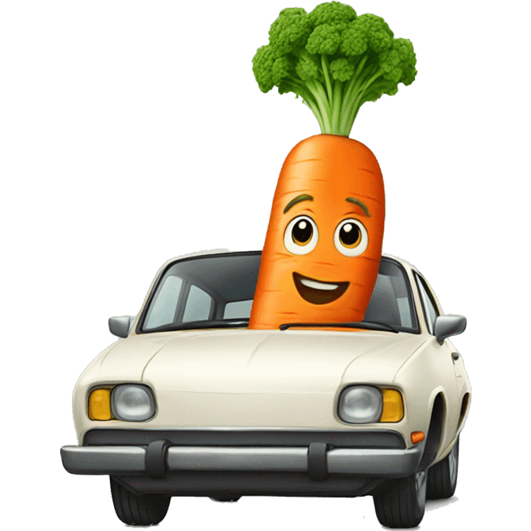 Humanlike Carrot in a car emoji