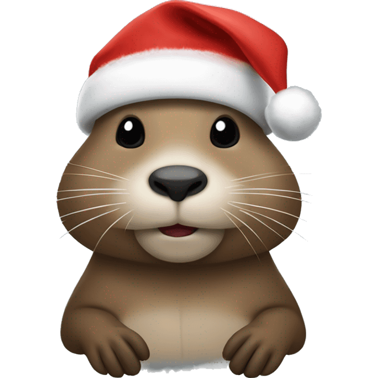 Nutria con gorro de navidad  emoji