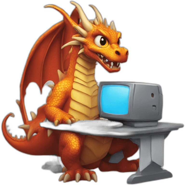 dragon working on computer emoji