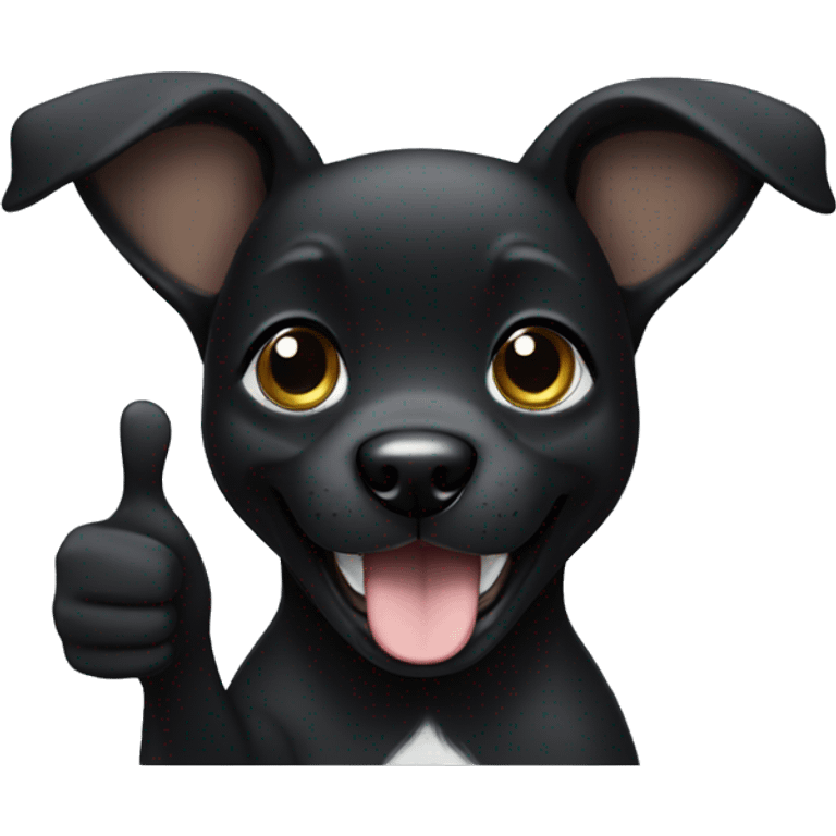 black puppy with thumbs up emoji