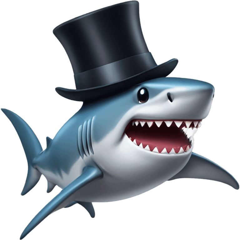 Shark with a top hat emoji