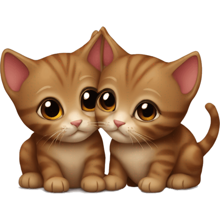 Two little brown kittens kissing  emoji