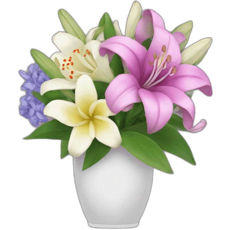 Lilies, hyacinths and camellias in a flower bouquet emoji