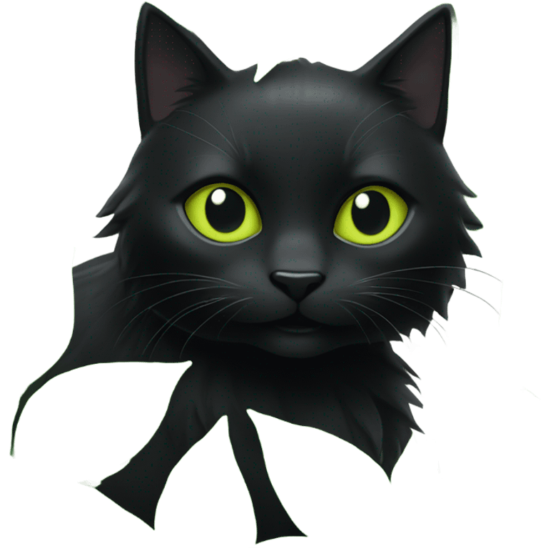 black cat playing with green leaves emoji