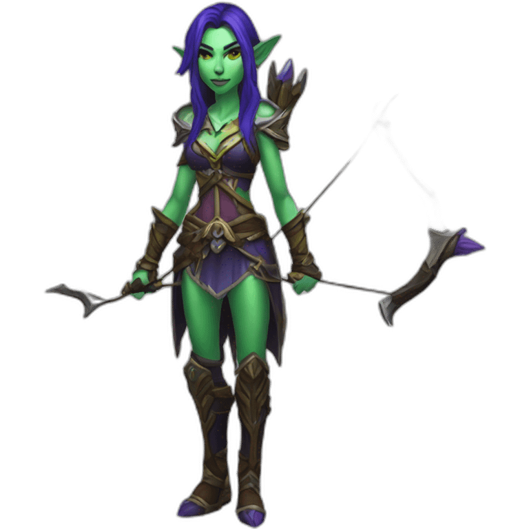 warcraft night elf hunter female holding bow emoji