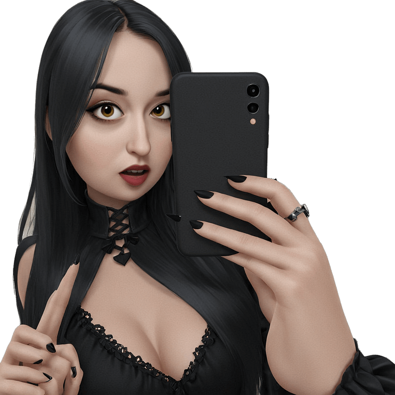 gothic girl taking selfie emoji