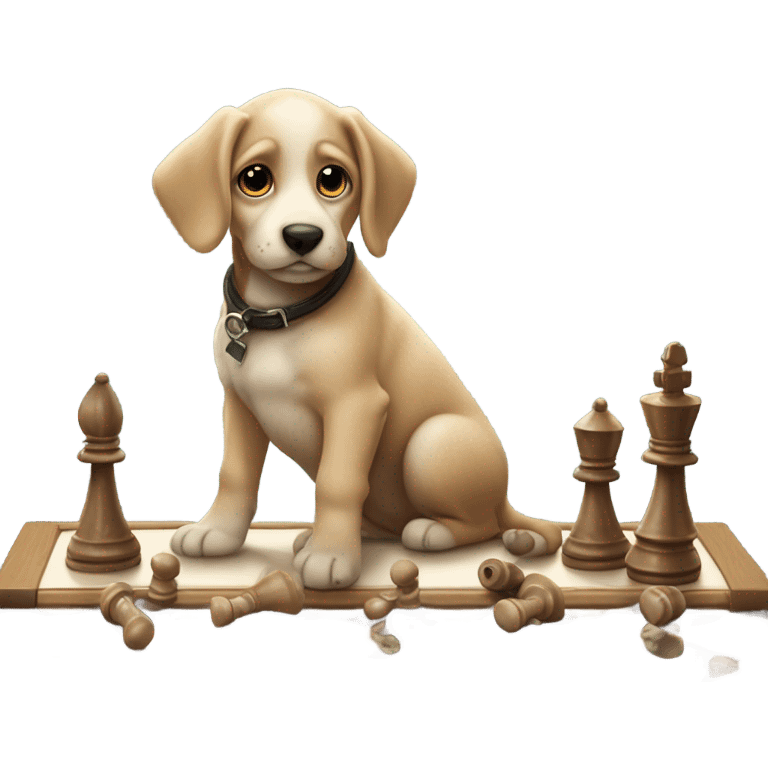 A puppy playing chess  emoji