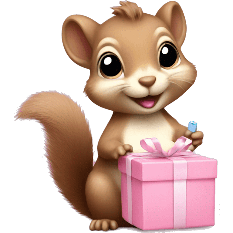 Baby squirrel Holding a light pink present emoji