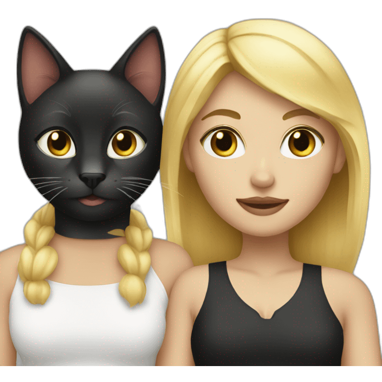 blond woman and black cat bff emoji