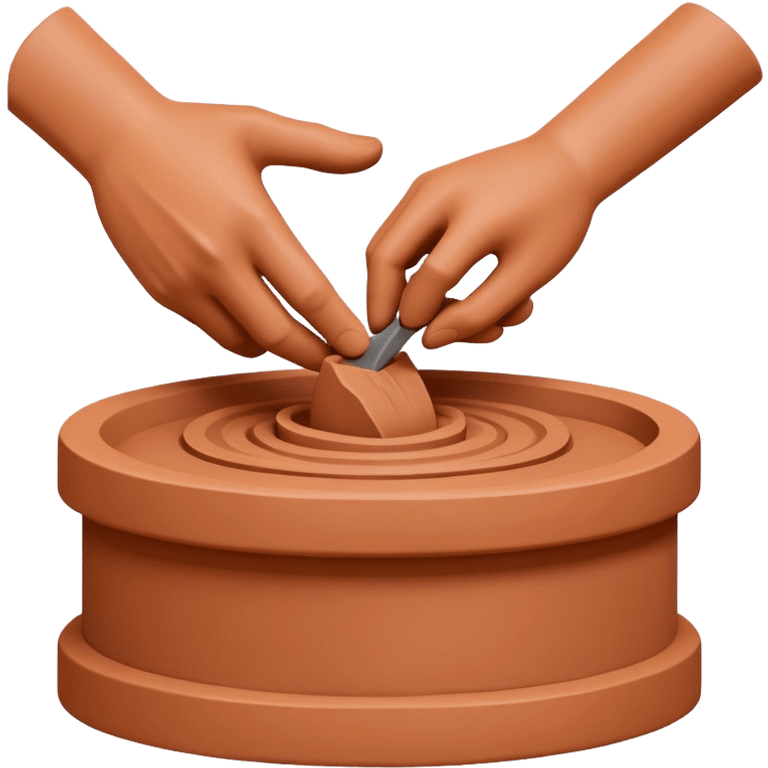 Sculpting icon, clay being shaped by hands, sculpting tools, unfinished sculpture, textured surface, minimalistic style, clean lines, transparent background. emoji