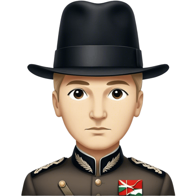 ​Cinematic Realistic Portrait of a Young Mustafa Kemal Atatürk, depicted in his iconic tall black hat and traditional attire with a confident, visionary expression, rendered with rich historical textures and warm, inspiring lighting that captures his youthful dynamism and transformative leadership, emoji