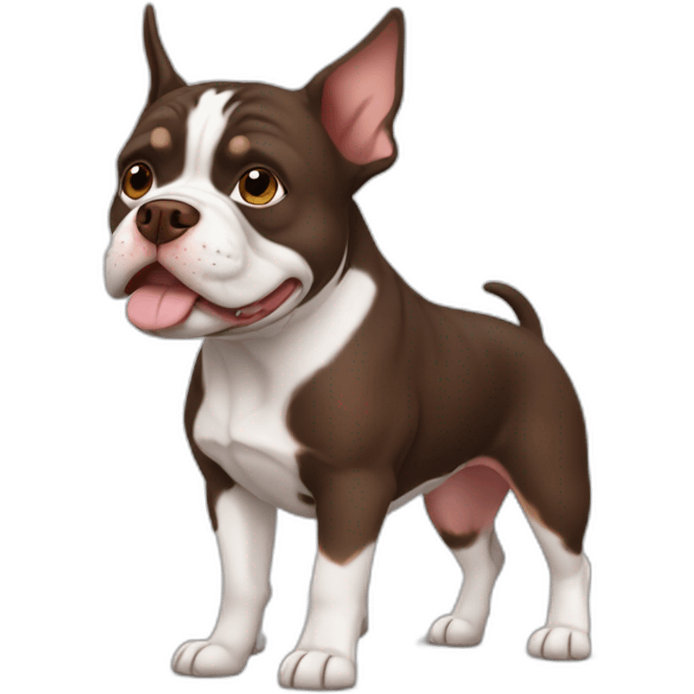 Tri chocolate american bully dog pointy ears emoji