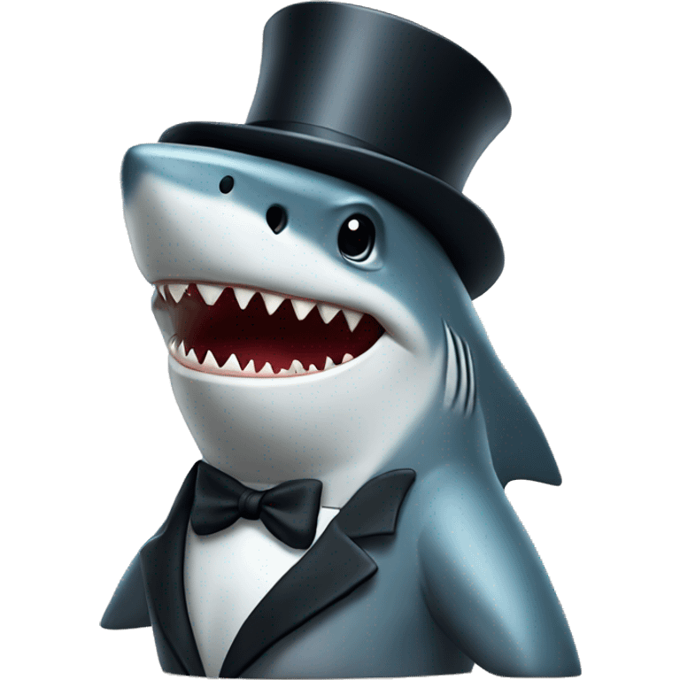 Shark with a top hat emoji