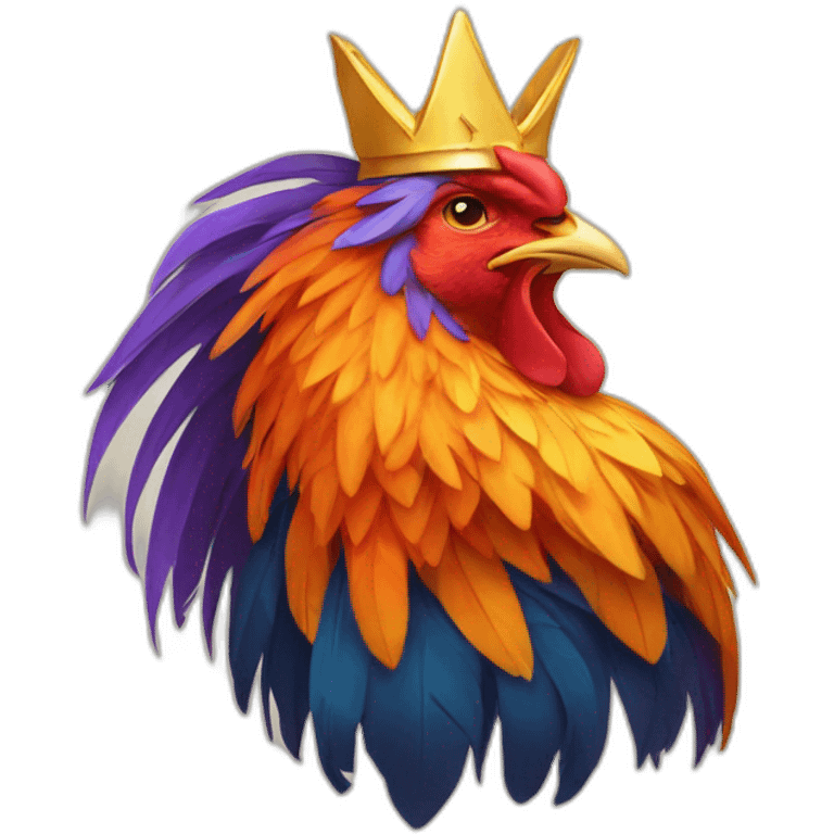 proud and howling phoenix rooster with a crown on its head emoji