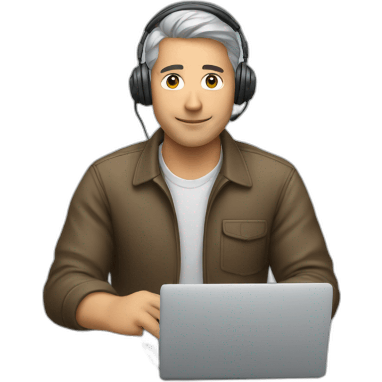 man at computer with a headset emoji