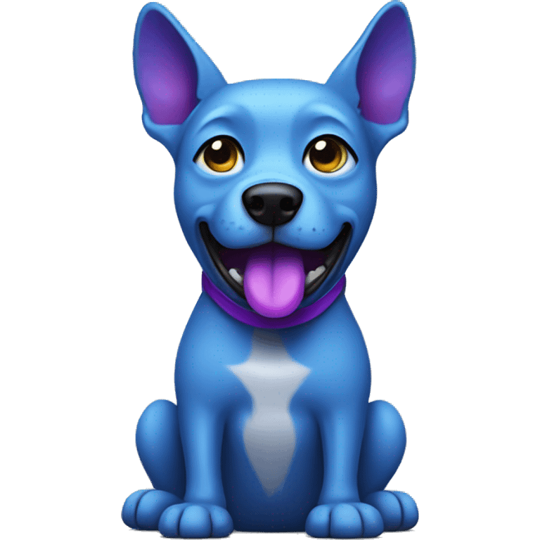 a blue dog with a purple mouth emoji