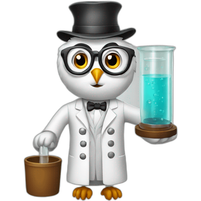 Owl-scientist-with-cylinder emoji