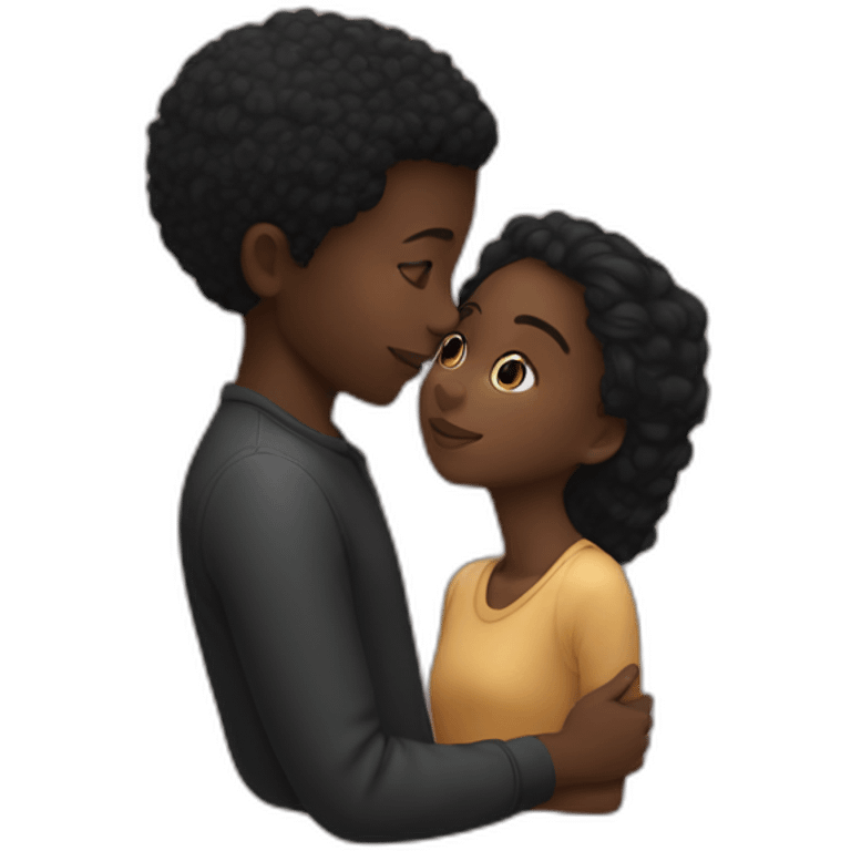 Black boy kissing Black girl emoji