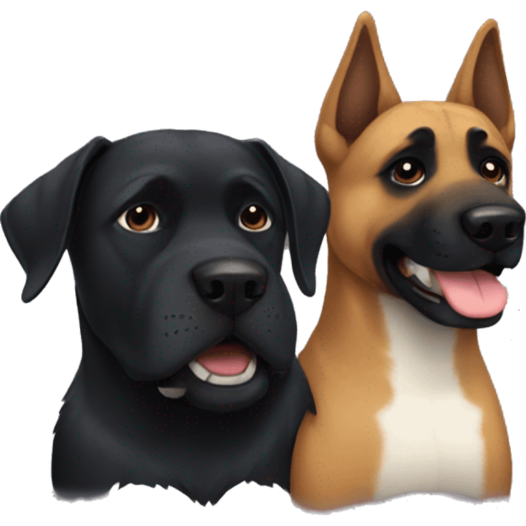 boxer and black German Shepard hugging emoji