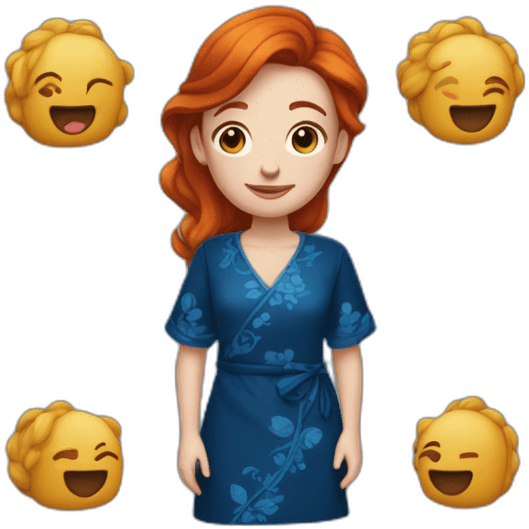 Une rousse tatouée dans une robe bleue foncé emoji