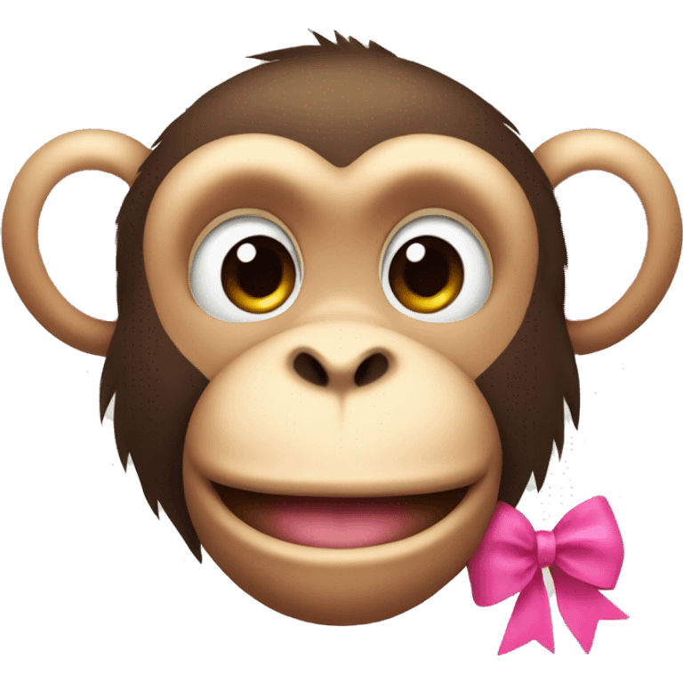 cute monkey face with pink bow on ear emoji