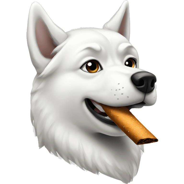 White husky smoking emoji