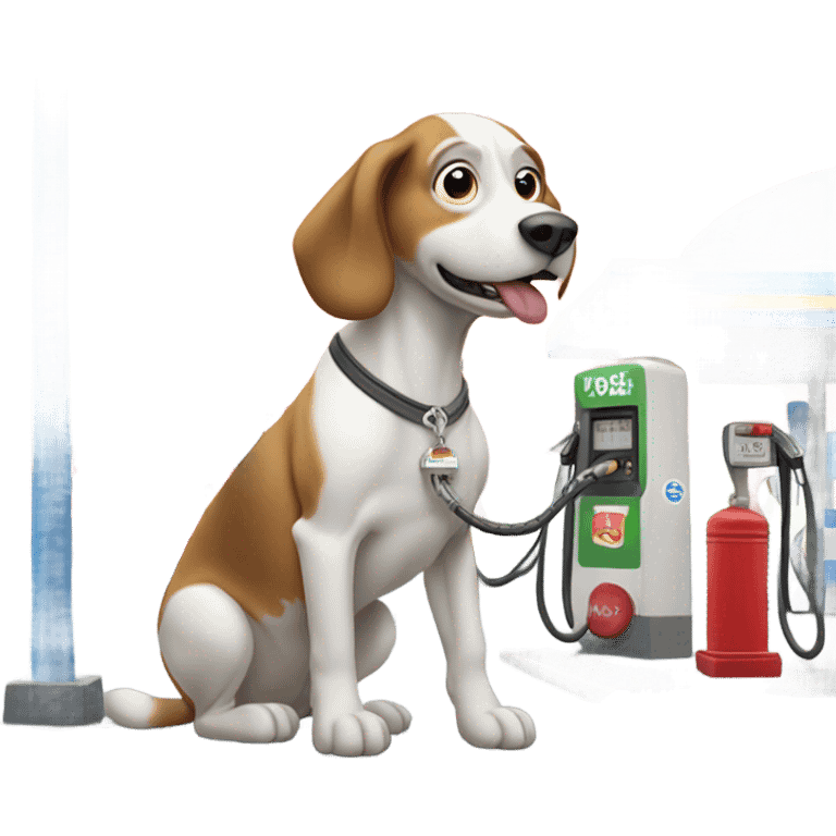 sagging dog visiting a gas station emoji