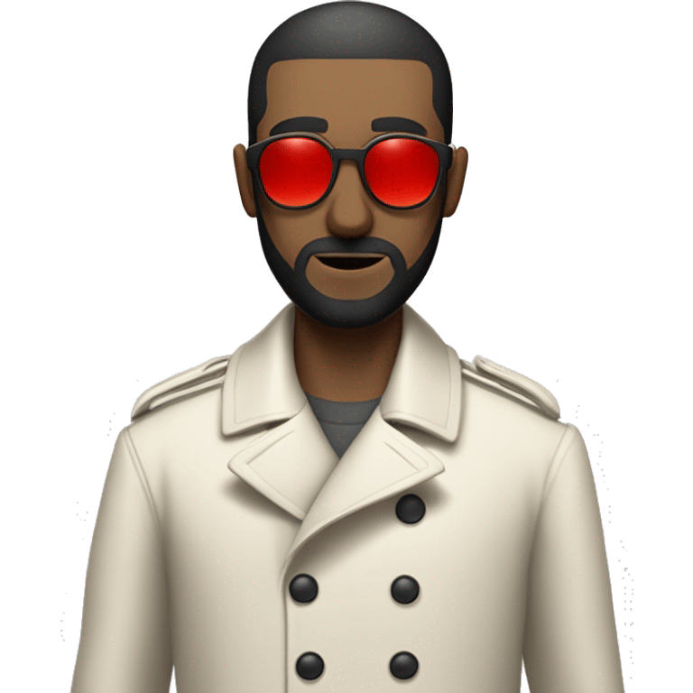 <excerpt>
A 1930s white man with real buzz cut Black hair, beard stubble donning small red tinted sun glasses in a dirty white trench coat, is serious.
</excerpt> emoji