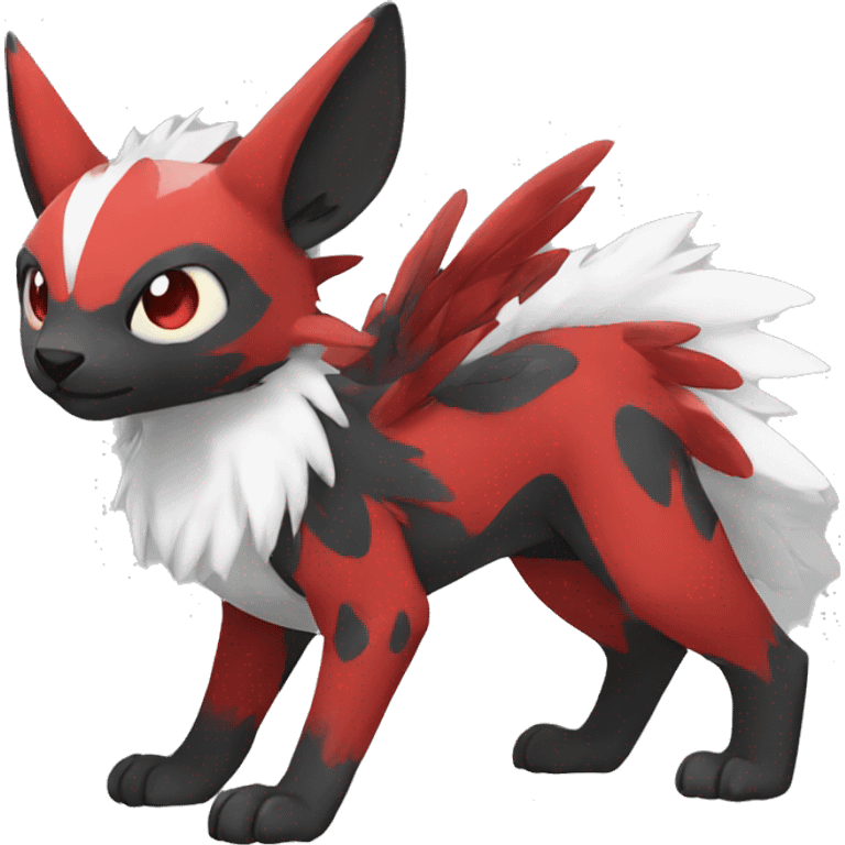 Cute cool black red white animal hybrid Fakemon full body emoji