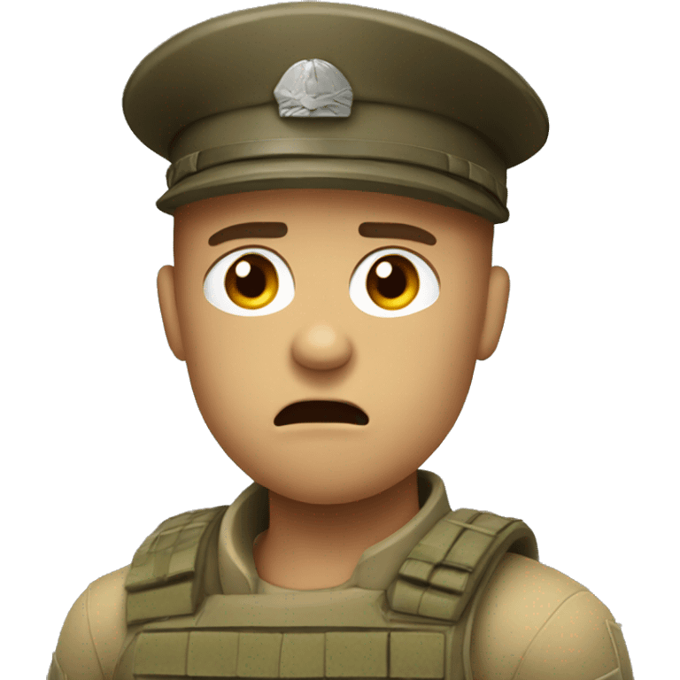 Soilder with angry face emoji