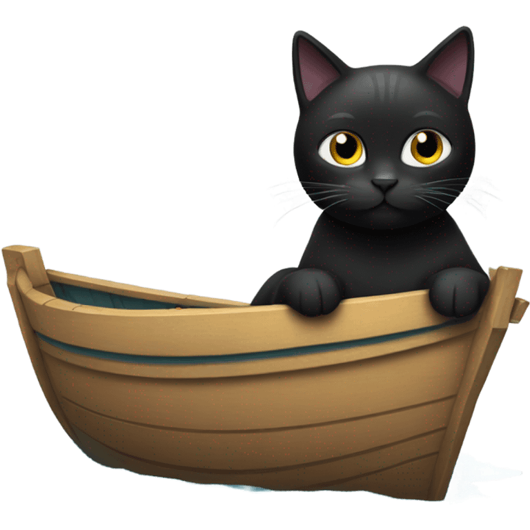 Black cat in a boat  emoji