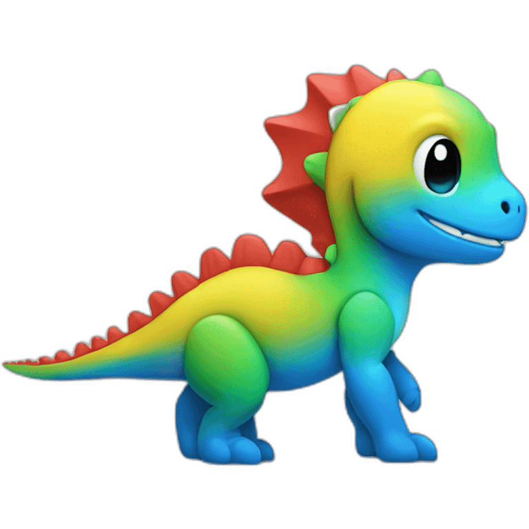 red, yellow, green and blue cute google chrome dino emoji