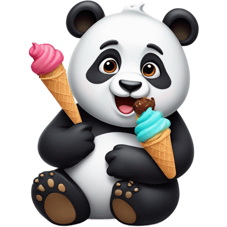 Panda eating ice cream emoji