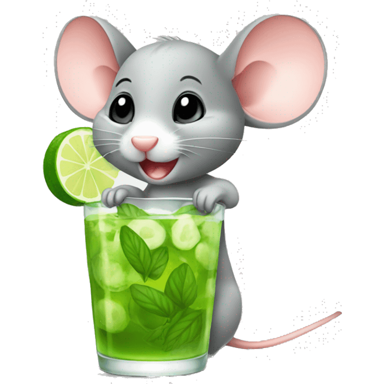 baby mouse drinking mojito emoji