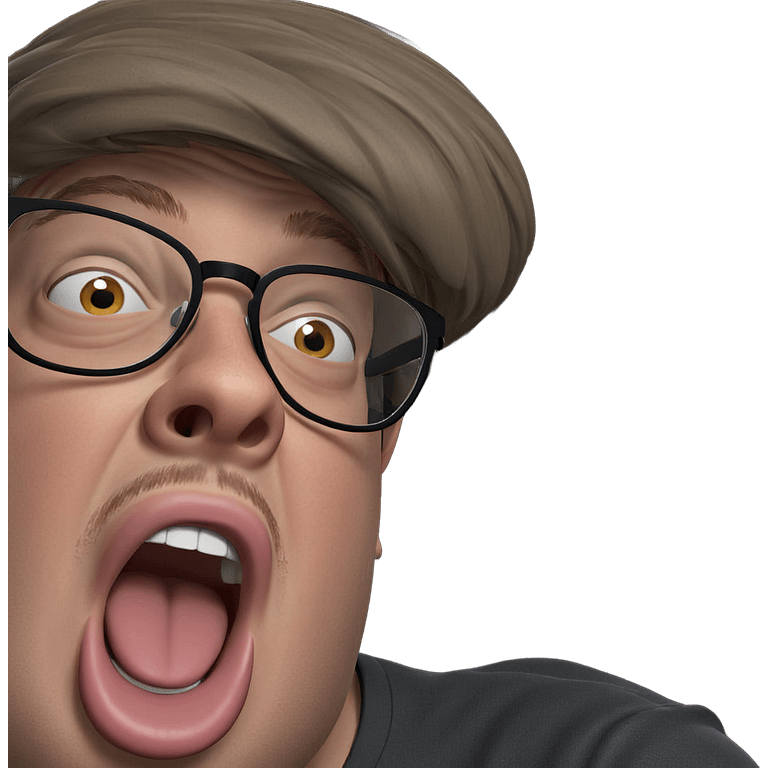 boy with glasses showing tongue emoji