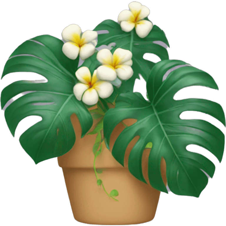 Monstera with flowers emoji